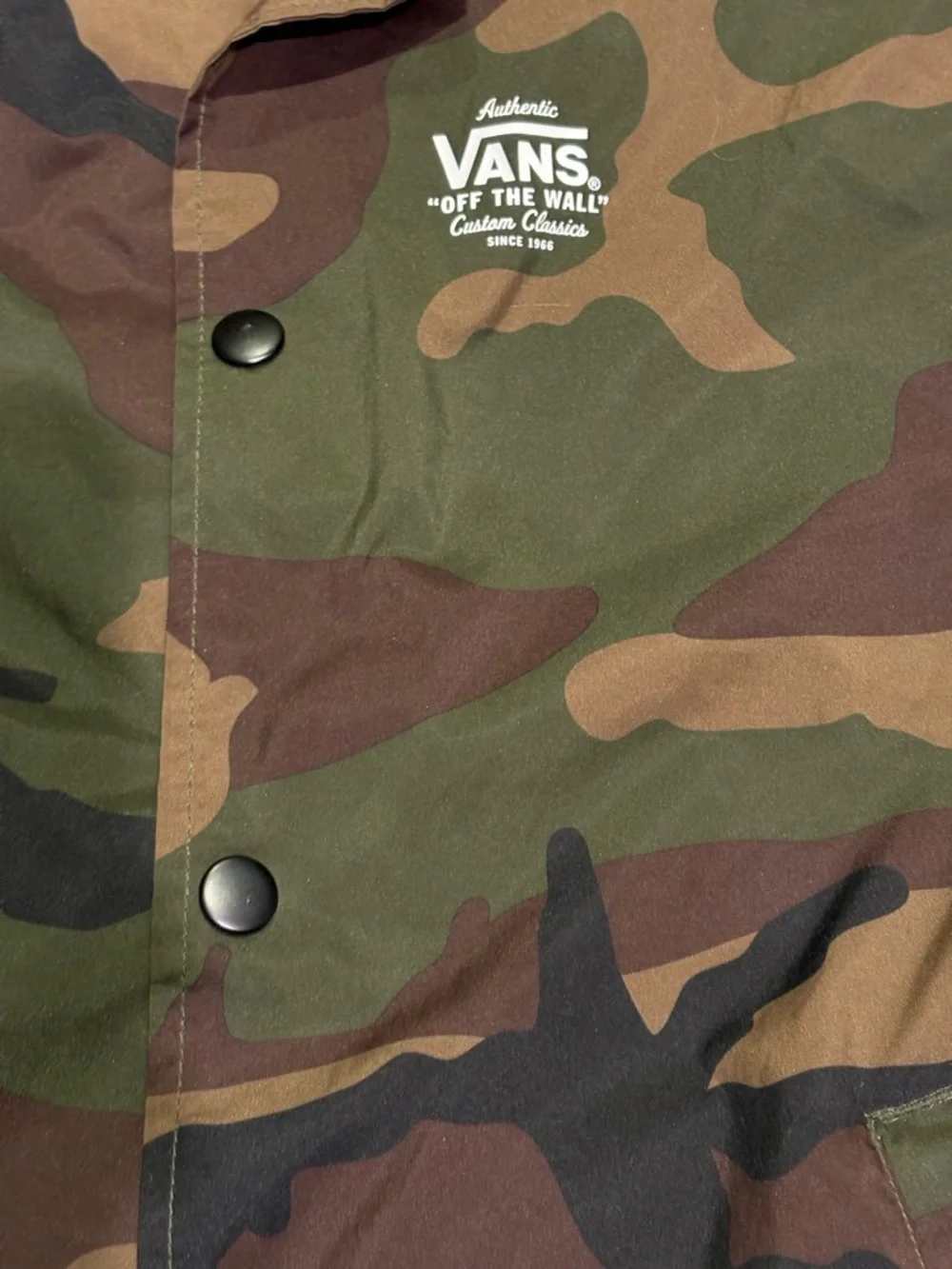 Vans Off The Wall Youth Camo Coach Jacket with Black Sleeves
